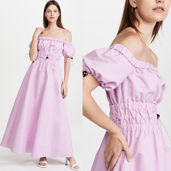 NWT Staud Lavender Purple Vine Dress Off Shoulder Crisp Heavyweight New Boho XS - Picture 2 of 11
